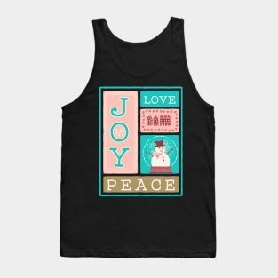 Fun Christmas Card Design In Pink & Aqua Tank Top